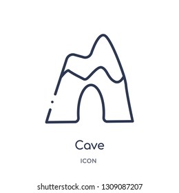 cave icon from stone age outline collection. Thin line cave icon isolated on white background.