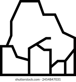 icono de cueva. Diseño de estilo lineal delgado aislado sobre fondo blanco