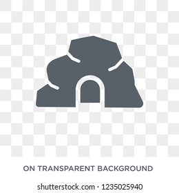 cave icon. Trendy flat vector cave icon on transparent background from nature collection. 