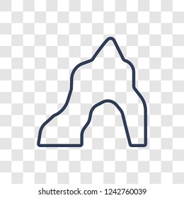cave icon. Trendy linear cave logo concept on transparent background from Nature collection
