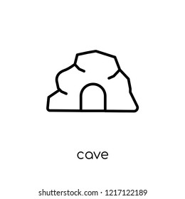 cave icon. Trendy modern flat linear vector cave icon on white background from thin line nature collection, editable outline stroke vector illustration