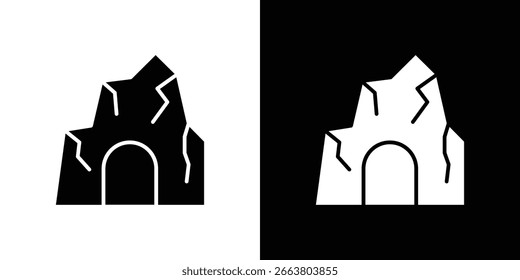Ilustraciones del Clipart del Vector del icono de la cueva en estilo plano
