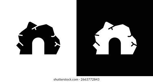 Ilustración vectorial de iconos de cueva - Colección de iconos vectoriales de estilo negro de alta calidad
