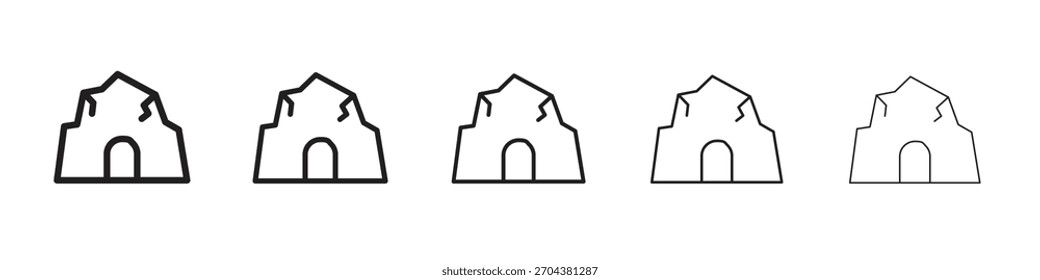 icono de la cueva Negro lineal en negrita y trazos finos