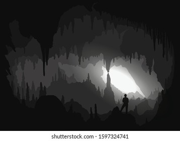 Cave. Inside a backlit cavity