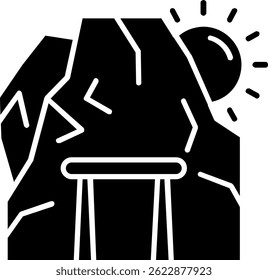 Design de ícone de vetor de linha de caverna