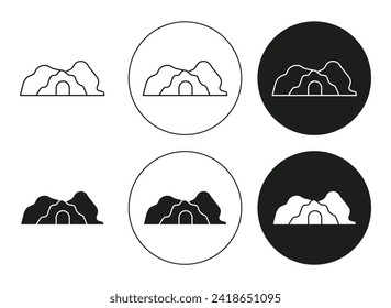 gráficos de iconos de línea delgada lineal en cueva. conjunto de vectores de cueva utilizado para web ui o app