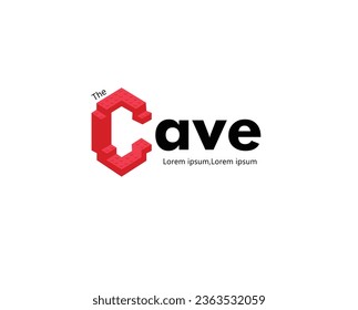the cave logo,block toys 3d . graphic design , vector illustration