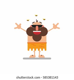 Cave man cartoon character 