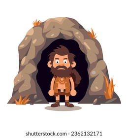 Plantilla de ilustración vectorial de estilo de dibujos animados de hombre cavernoso