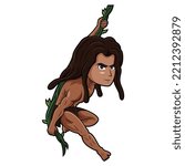  Cave man chibi mascot logo design