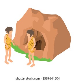 Cave man icon. Isometric illustration of cave man vector icon for web