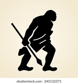 Cave man with spear