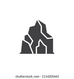 Cave in mountain vector icon. filled flat sign for mobile concept and web design. Prehistoric cave home simple solid icon. Symbol, logo illustration. Pixel perfect vector graphics