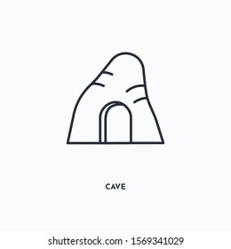 cave outline icon. Simple linear element illustration. Isolated line cave icon on white background. Thin stroke sign can be used for web, mobile and UI.