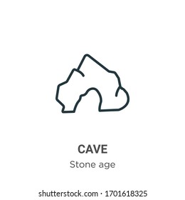 Cave outline vector icon. Thin line black cave icon, flat vector simple element illustration from editable stone age concept isolated stroke on white background