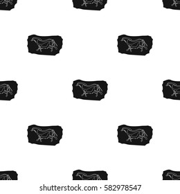 Cave painting icon in black style isolated on white background. Stone age pattern stock vector illustration.