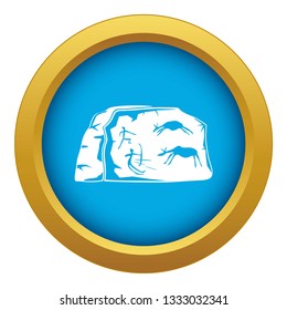 Cave painting icon blue vector isolated on white background for any design