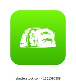 Cave painting icon green vector isolated on white background