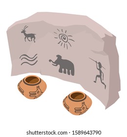 Cave painting icon. Isometric illustration of cave painting vector icon for web