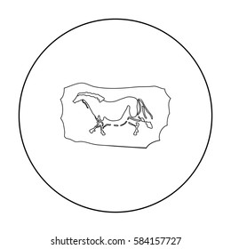 Cave painting icon in outline style isolated on white background. Stone age symbol stock vector illustration.