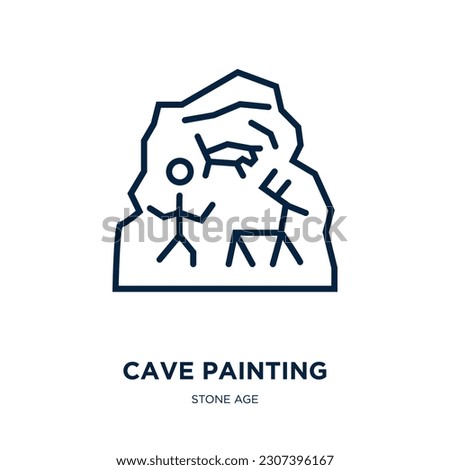 cave painting icon from stone age collection. Thin linear cave painting, cave, ancient outline icon isolated on white background. Line vector cave painting sign, symbol for web and mobile