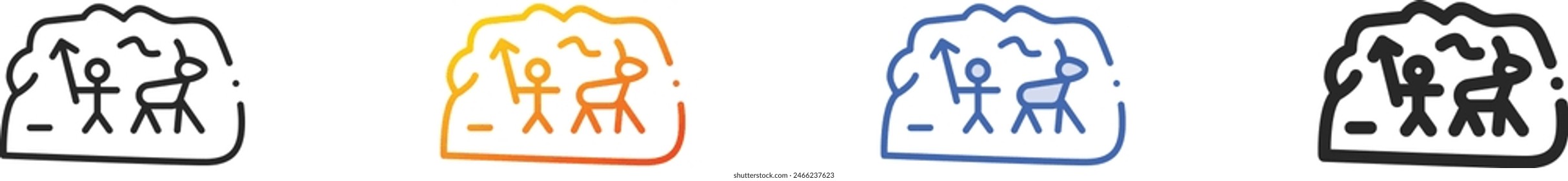 cave painting icon.Thin Linear, Gradient, Blue Stroke and bold Style Design Isolated On White Background