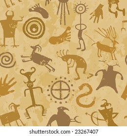 Cave Painting Seamless Pattern