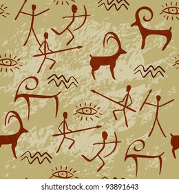 Cave Painting Seamless Pattern