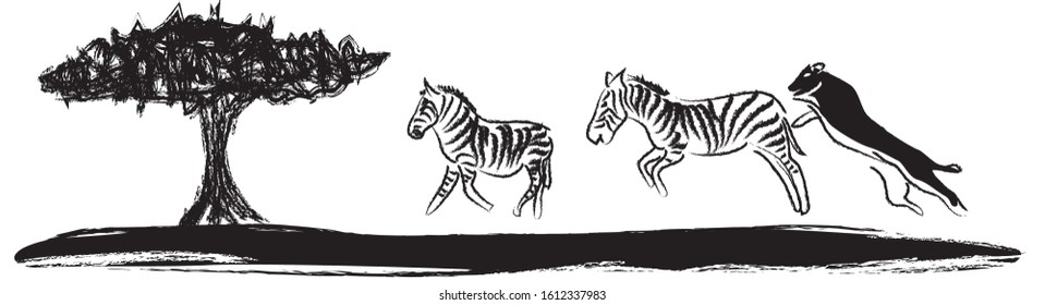 cave painting vector stone age rock color finger