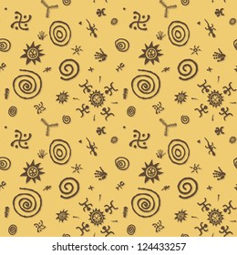 Cave paintings - vector seamless grunge pattern