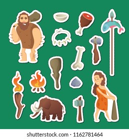 Cave People Elements Vector Cartoon Cavemen Stock Vector (Royalty Free ...