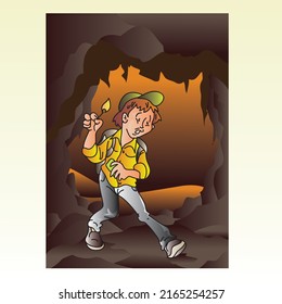 Cave scene inside a scared man
