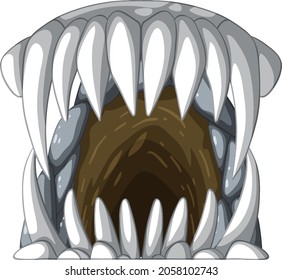 Cave with sharp fangs on white background illustration