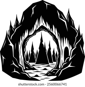 Cave Silhouette Vector for Nature, Adventure, and Exploration-Themed Designs