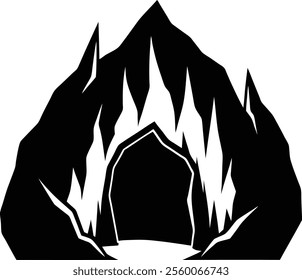 Cave Silhouette Vector for Nature, Adventure, and Exploration-Themed Designs