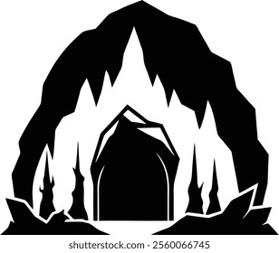 Cave Silhouette Vector for Nature, Adventure, and Exploration-Themed Designs