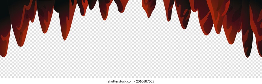 Cave stalactites, Cave ceiling with underground stone stalactites on white background. Vector illustration in flat cartoon style