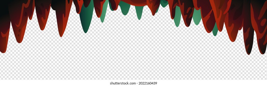 Cave stalactites, Cave ceiling with underground stone stalactites on white background. Vector illustration in flat cartoon style