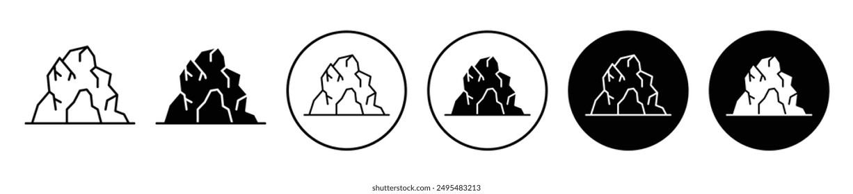 Cave thin line vector icon set.