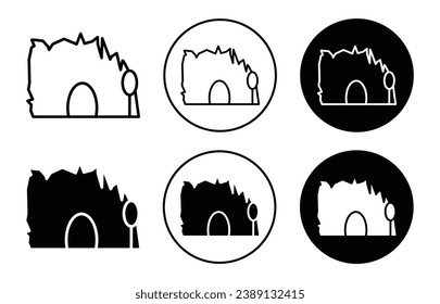 conjunto de ilustraciones de iconos de vector de cueva