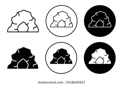 cave vector icon set collection. Cave Outline flat Icon.