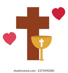 cave, wine,cross on christian element design. vector illustration