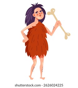 Höhlenfrau Charakter. Grafik-Design-Illustration mit Vektorgrafik-Flachbildschirm