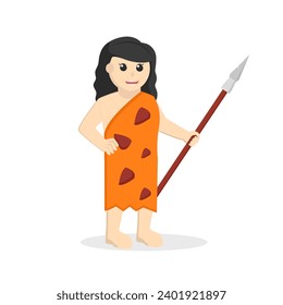 Cave woman with spears illustration