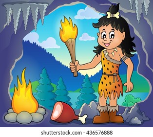 Cave woman theme image 1 - eps10 vector illustration.