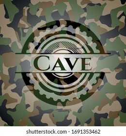 Cave written on a camo texture. Vector Illustration. Detailed.