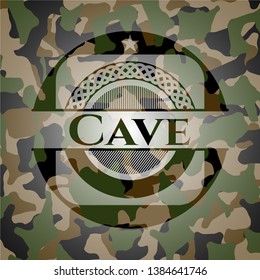 Cave written on a camouflage texture. Vector Illustration. Detailed.