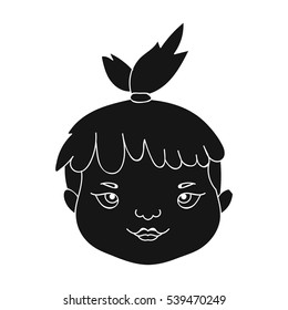 Cavechild face icon in black style isolated on white background. Stone age symbol stock vector illustration.
