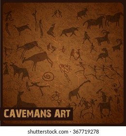 Caveman art vector background illustration for business template, presentation, card, pattern or banner. 